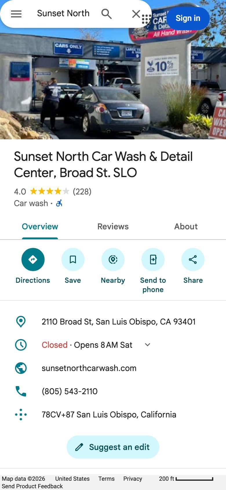 Sunset North Car Wash & Detail Center